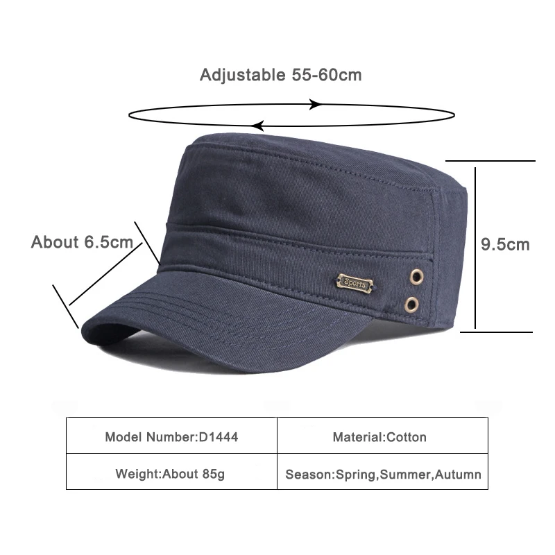 Gorra táctica militar de algodón negra con visera metálica ajustable - imagen 3