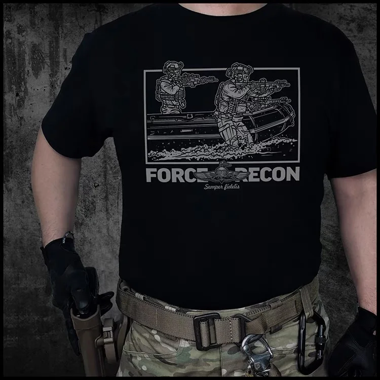 Camiseta militar hombre algodón puro estampado táctico Marines - imagen 5