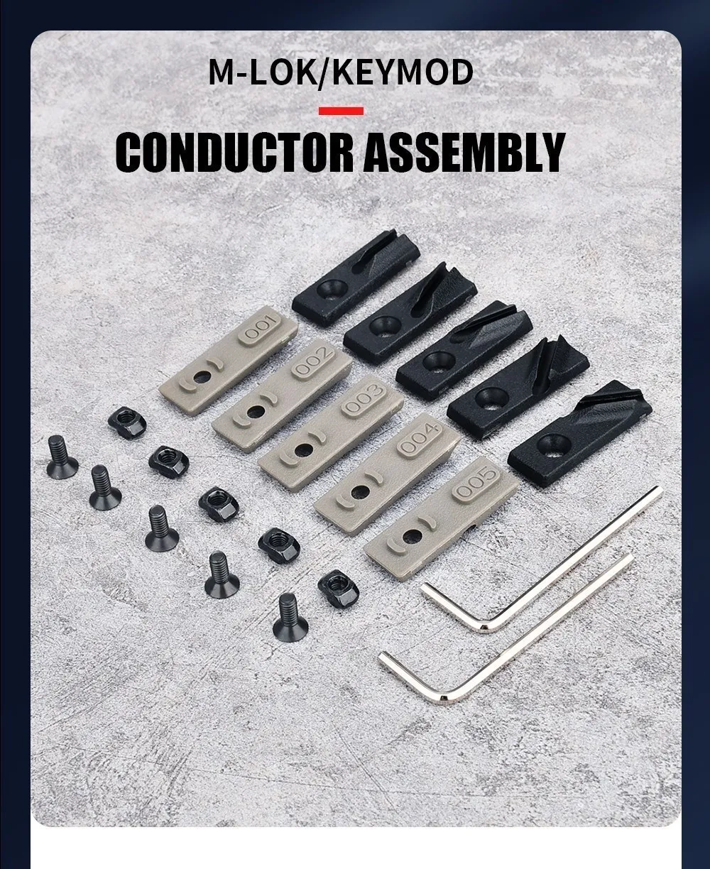 Interruptor de presión y guía de cables en sistema Keymod/M-LOK