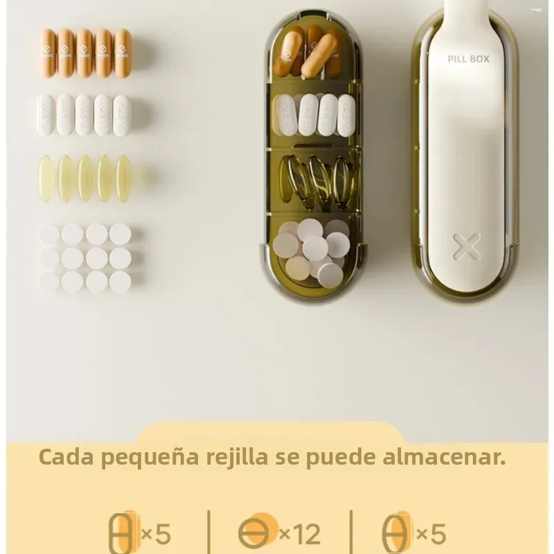 Pastillero portátil organizador de pastillas con compartimentos - imagen 2