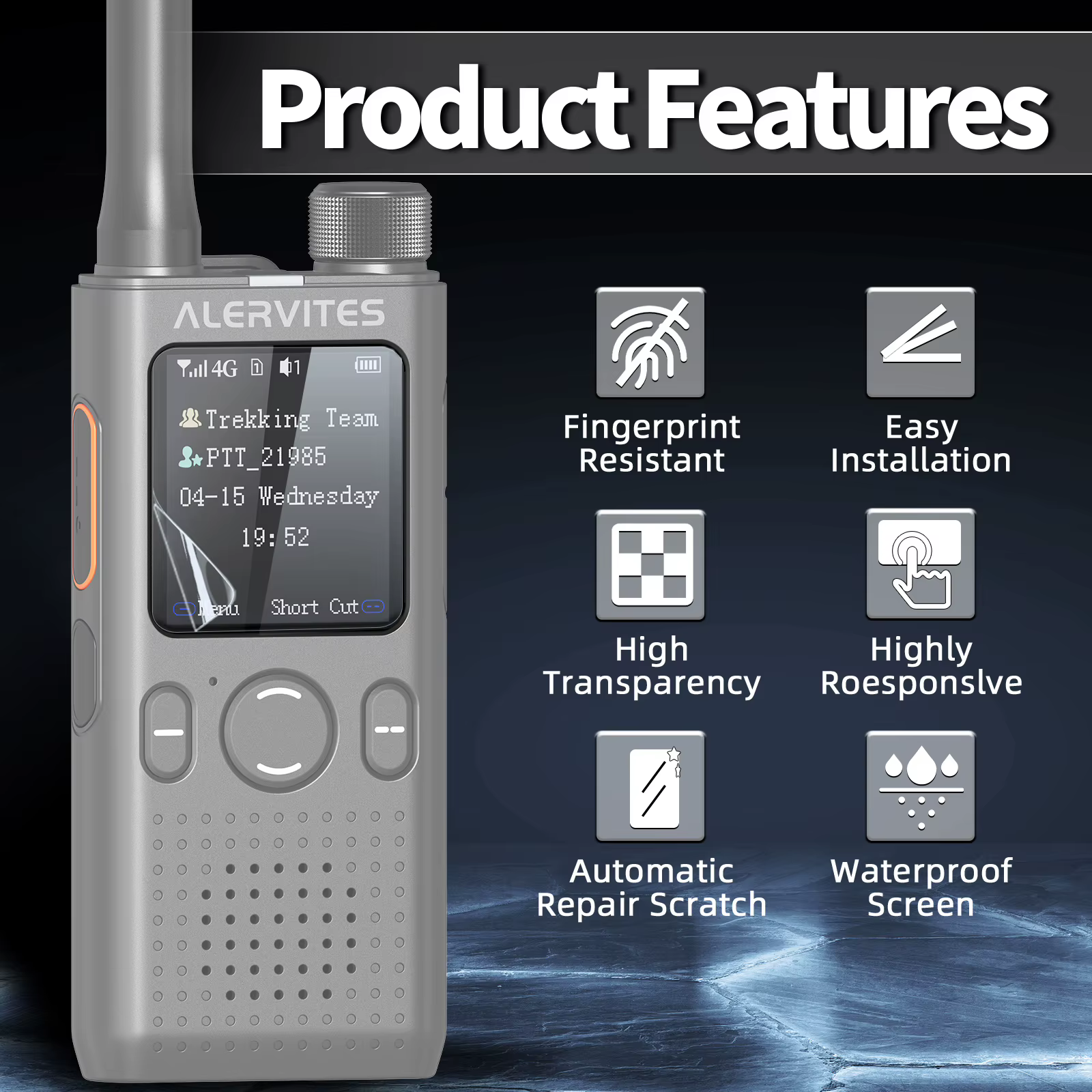 Protector de pantalla Baofeng AT1 para walkie antihuellas autorreparable - imagen 5
