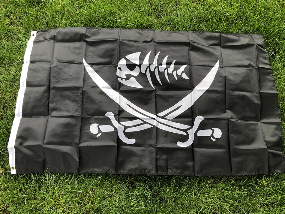 Bandera pirata de poliéster con calavera y espadas, Jack Rackham