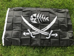 Bandera pirata de poliéster con calavera y espadas, Jack Rackham