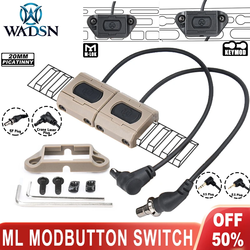 WADSN ModButton interruptor táctico 20 mm para riel KeyMod/M-Lok - imagen 2