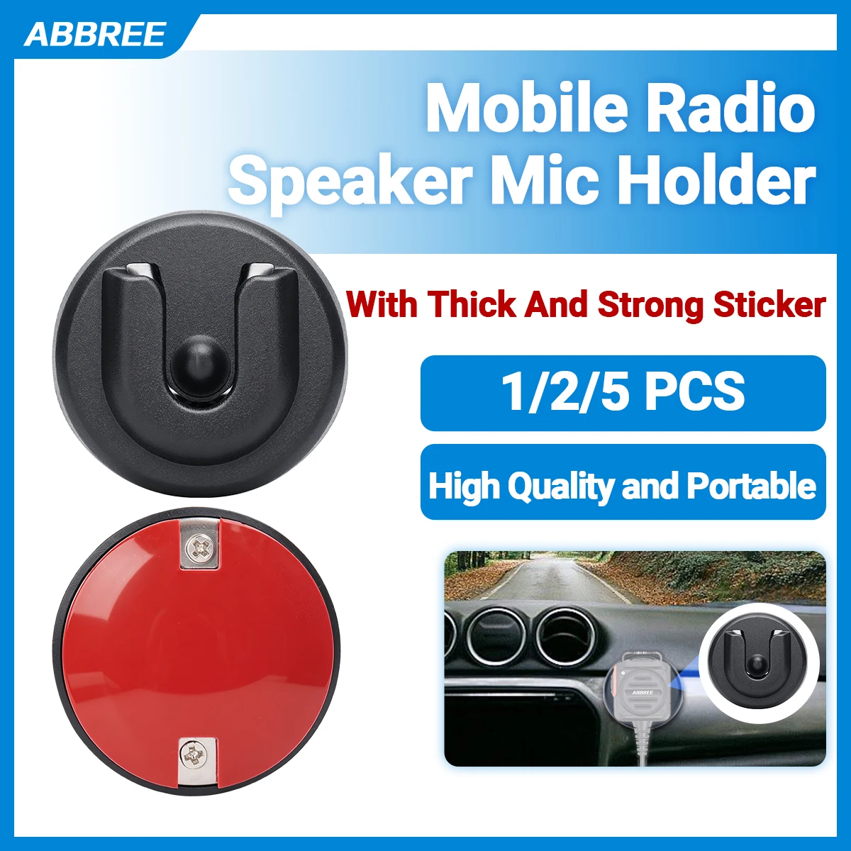 Soporte adhesivo micrófono ABBREE para radio móvil AR‑218 AR‑318 AR‑8118 - imagen 4