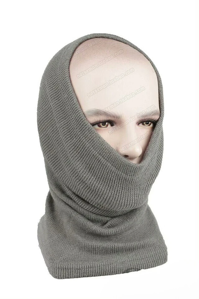 Gorro militar alemán de punto gris: cubrecuello y mascarilla