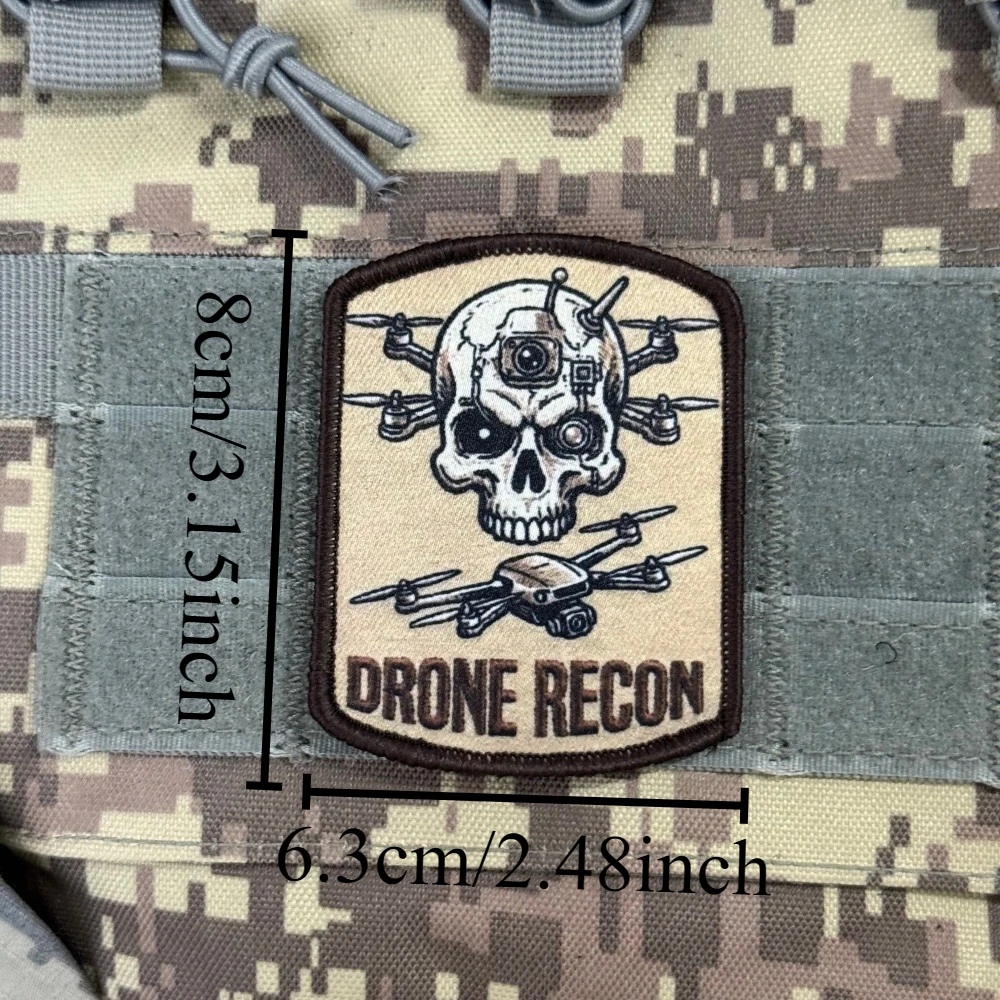 Parche táctico velcro gancho y bucle calavera drones reconocimiento - imagen 2