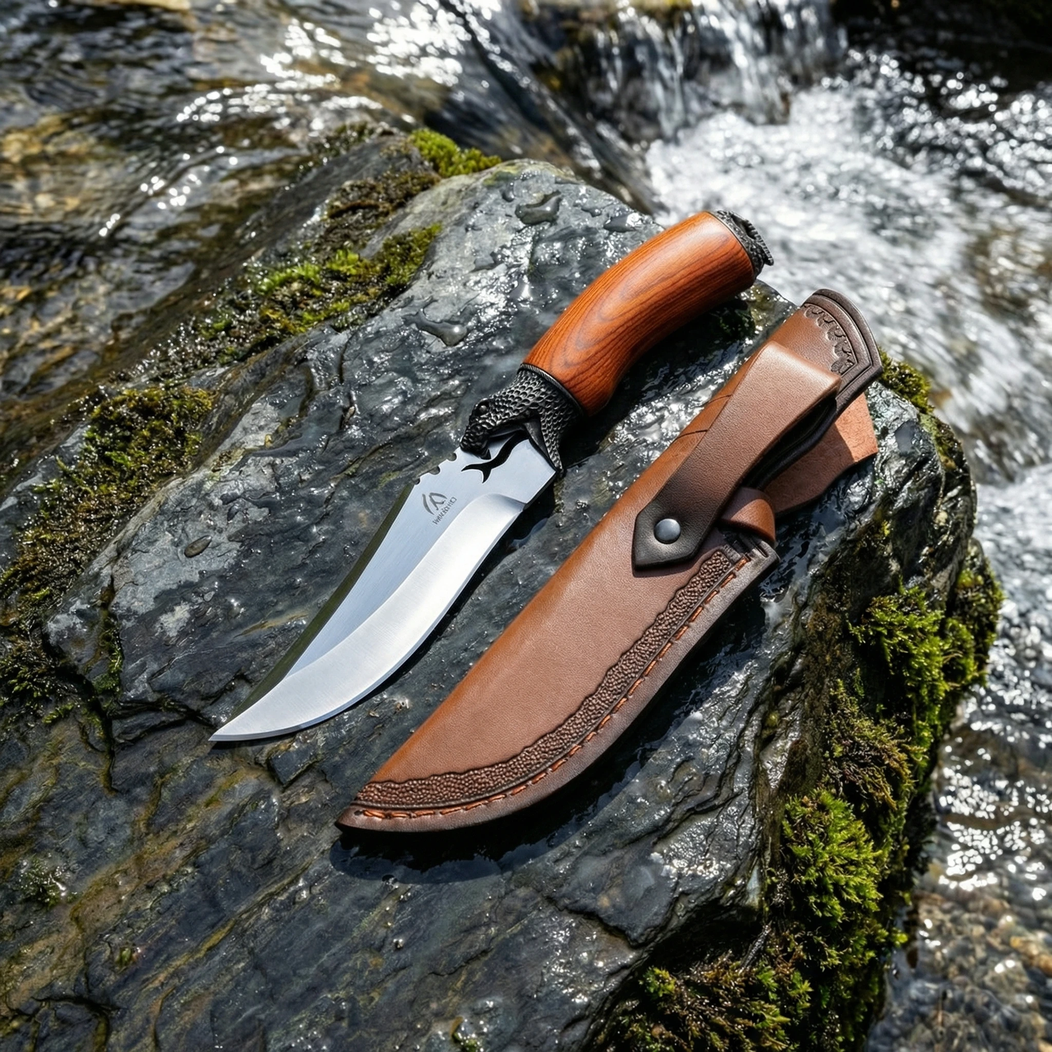 Cuchillo fijo de exterior con funda para camping y senderismo - imagen 3