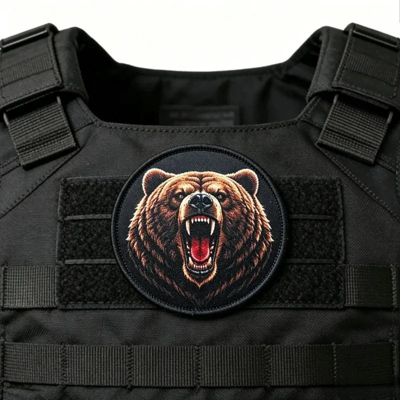 Parche táctico moral grizzly rugiente militar con gancho y bucle - imagen 3