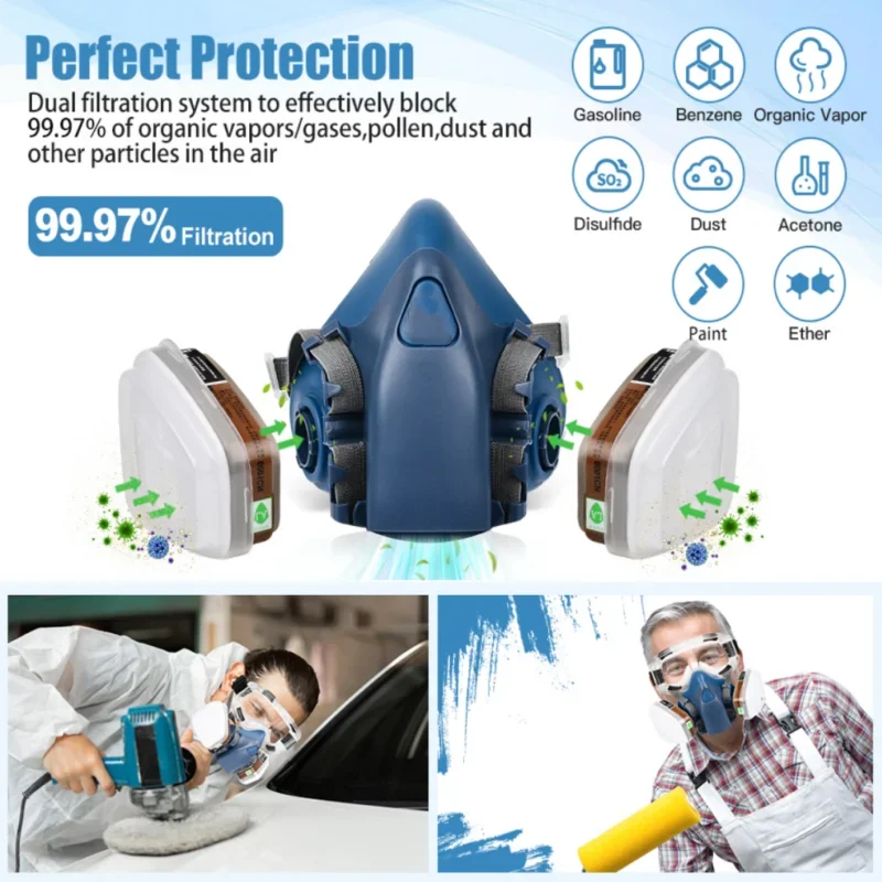 Máscara antipolvo táctica de media cara, protección respiratoria - imagen 4