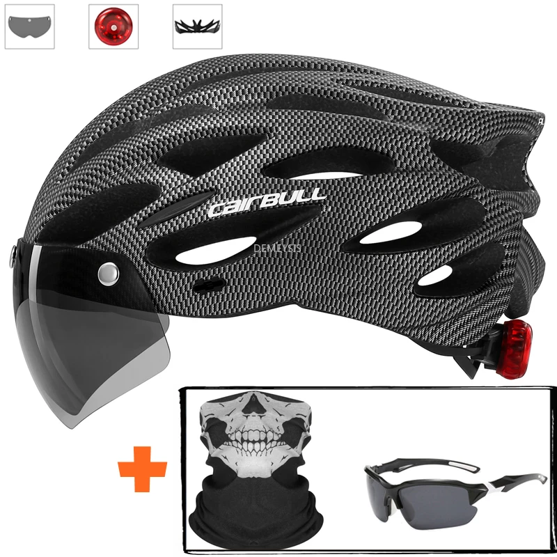 Casco protección ultraligero con luz trasera y visera extraíble – Ciclismo y moto - imagen 3