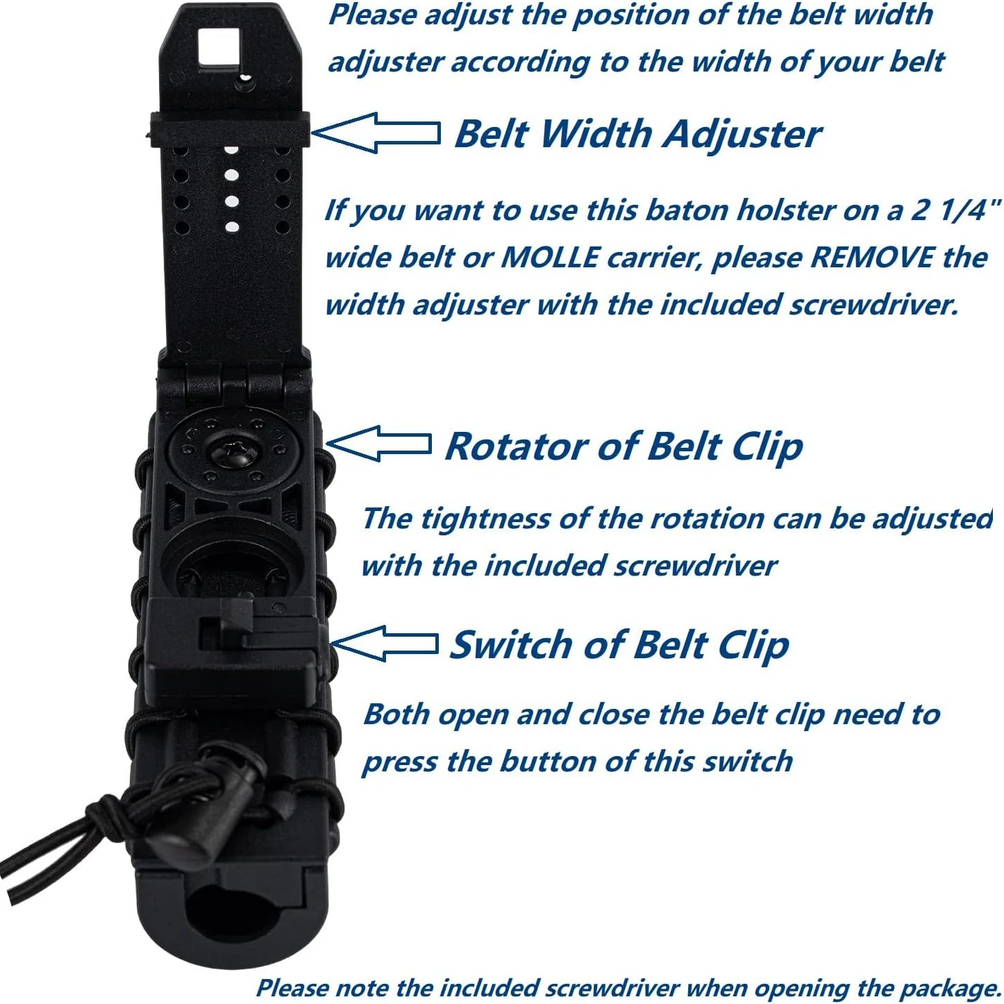 Funda MOLLE bastón extensible telescópica 360° giratoria - imagen 5