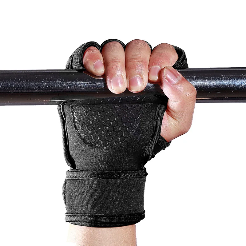 Guantes levantamiento pesas antideslizantes medio dedo para gimnasio - imagen 5