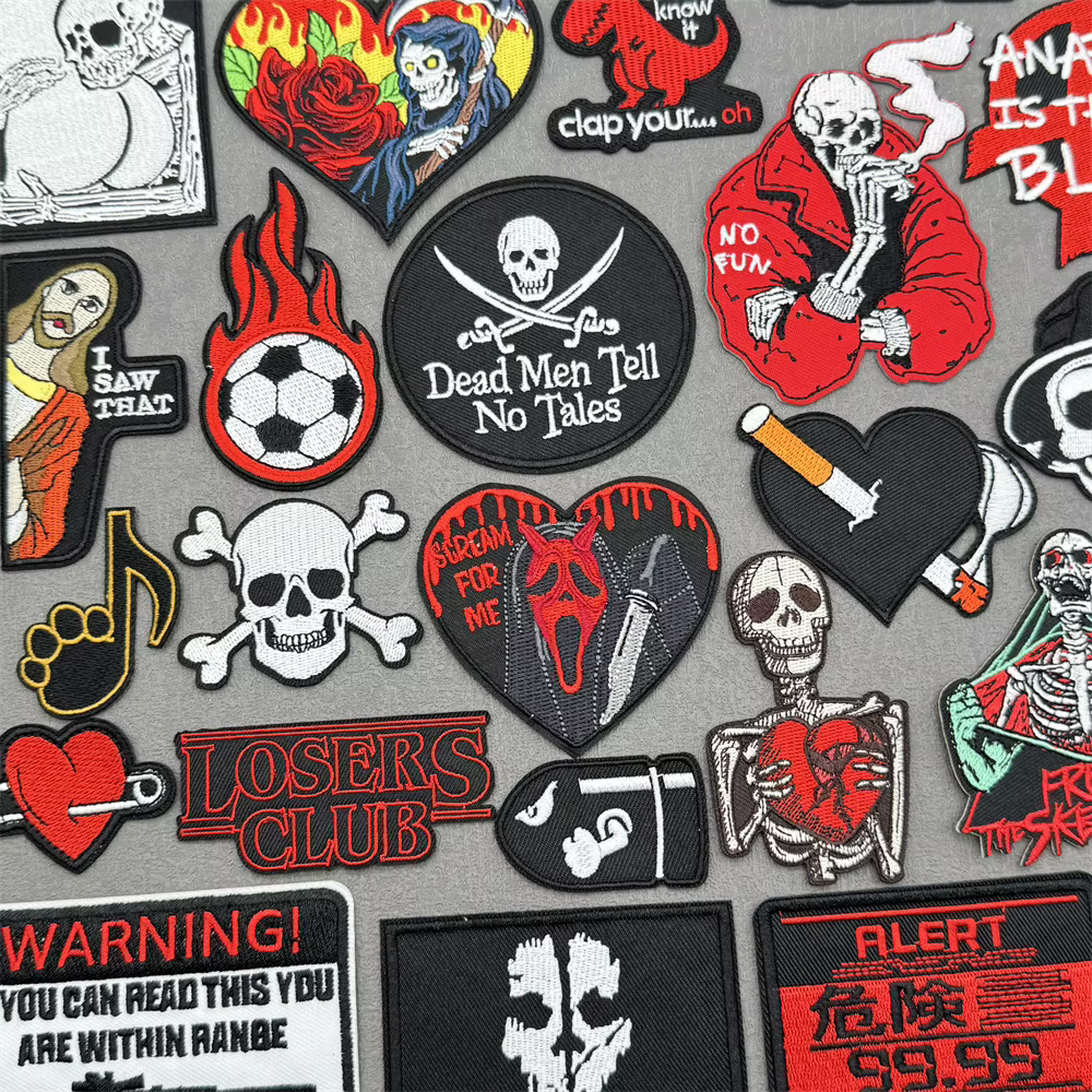 Parche bordado calavera terror Punk para pantalones vaqueros - imagen 2