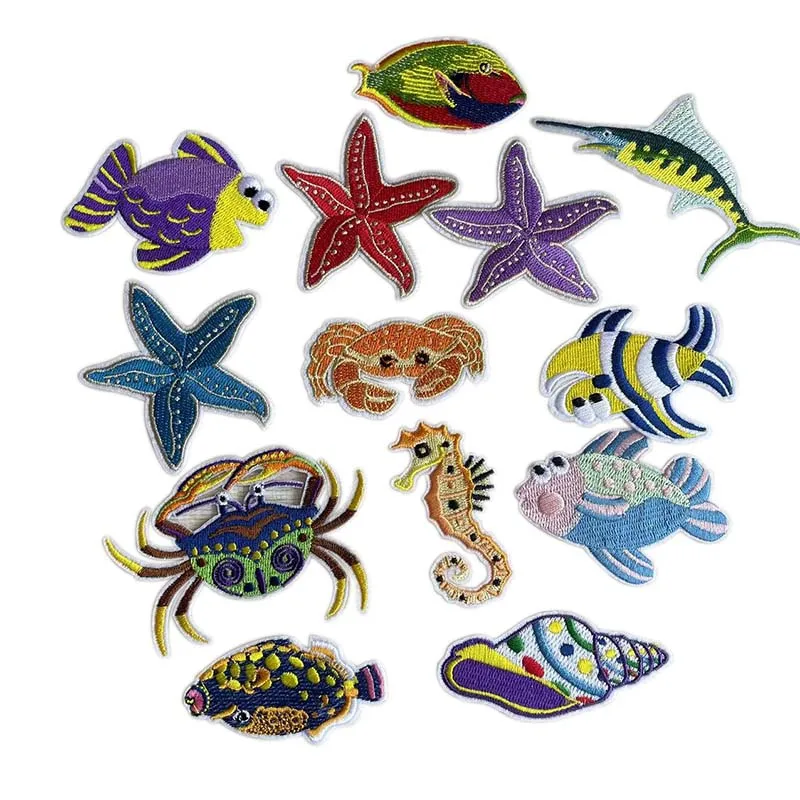 Parches bordados termoadhesivos animales marinos para coser o planchar - imagen 2