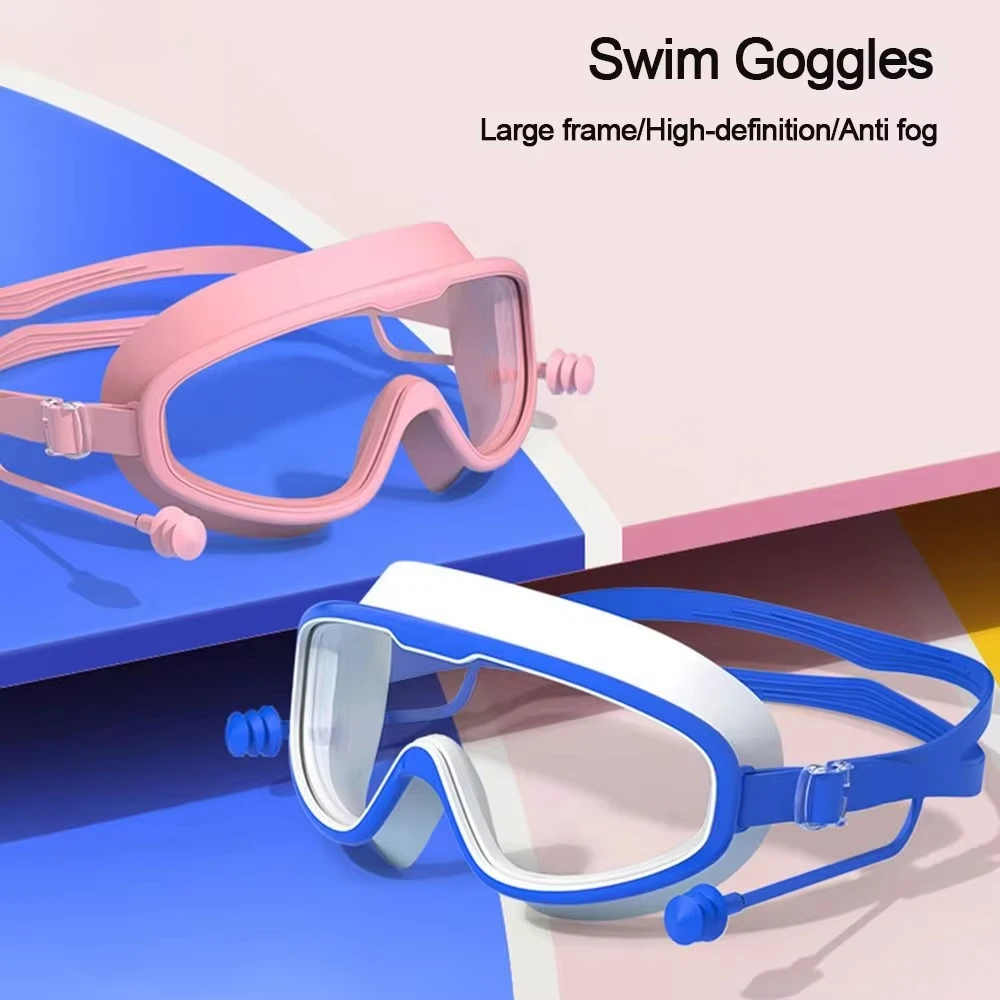 DIZETION Gafas Natación Niños Antiniebla Montura Grande con Tapones