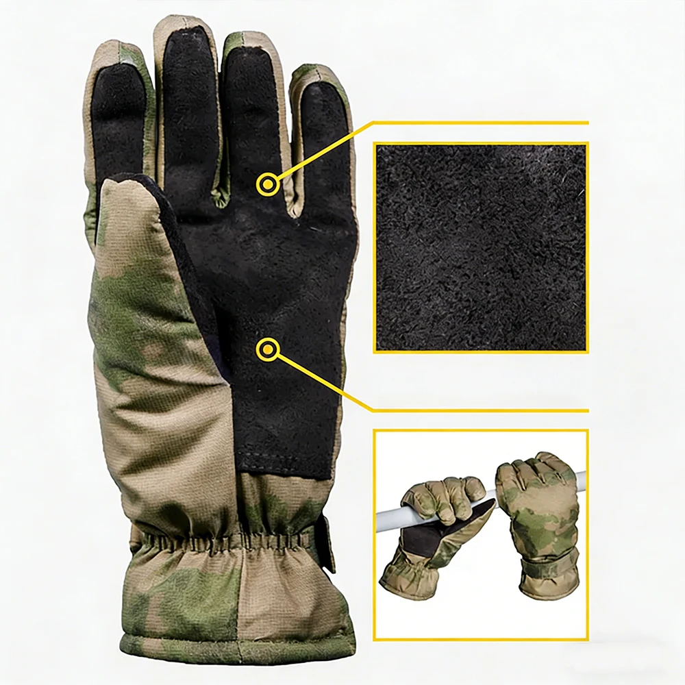 Guantes tácticos airsoft camuflaje ruinas rusas invierno engrosados - imagen 3