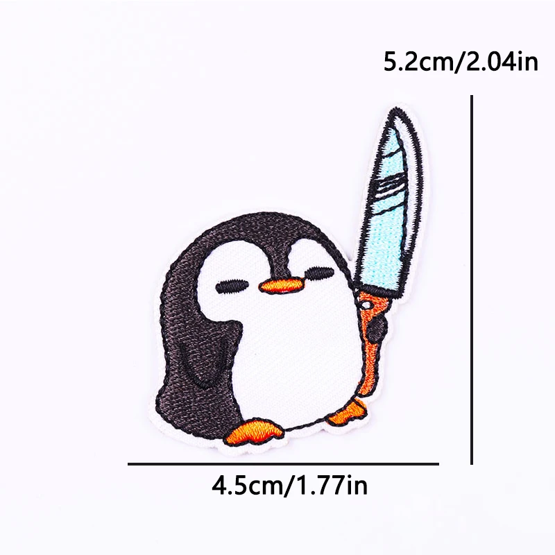 Parche bordado DIY dinosaurio morado pingüino para ropa - imagen 2