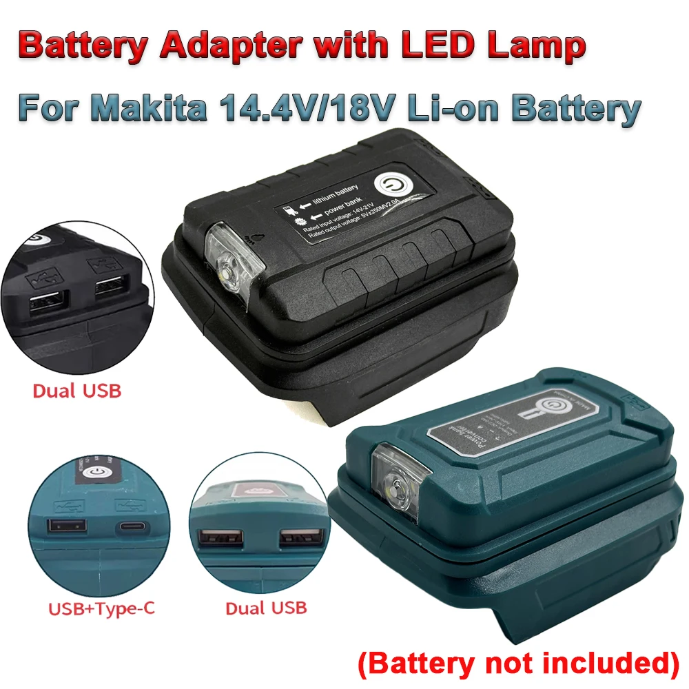 Makita banco de energía batería USB-C con doble puerto y LED