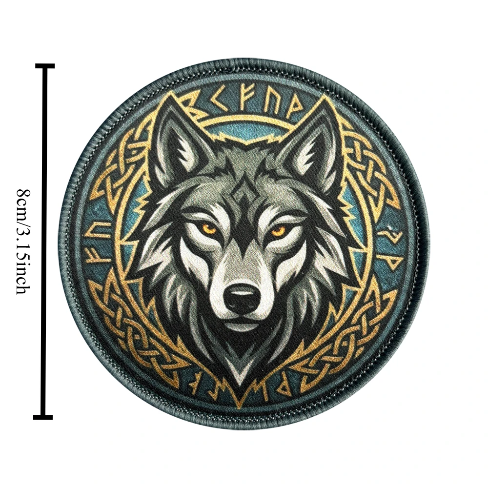 Parche táctico lobo Fenrir con runas vikingas gancho y bucle - imagen 5