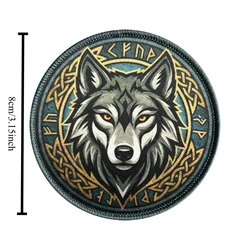 Parche táctico lobo Fenrir con runas vikingas gancho y bucle