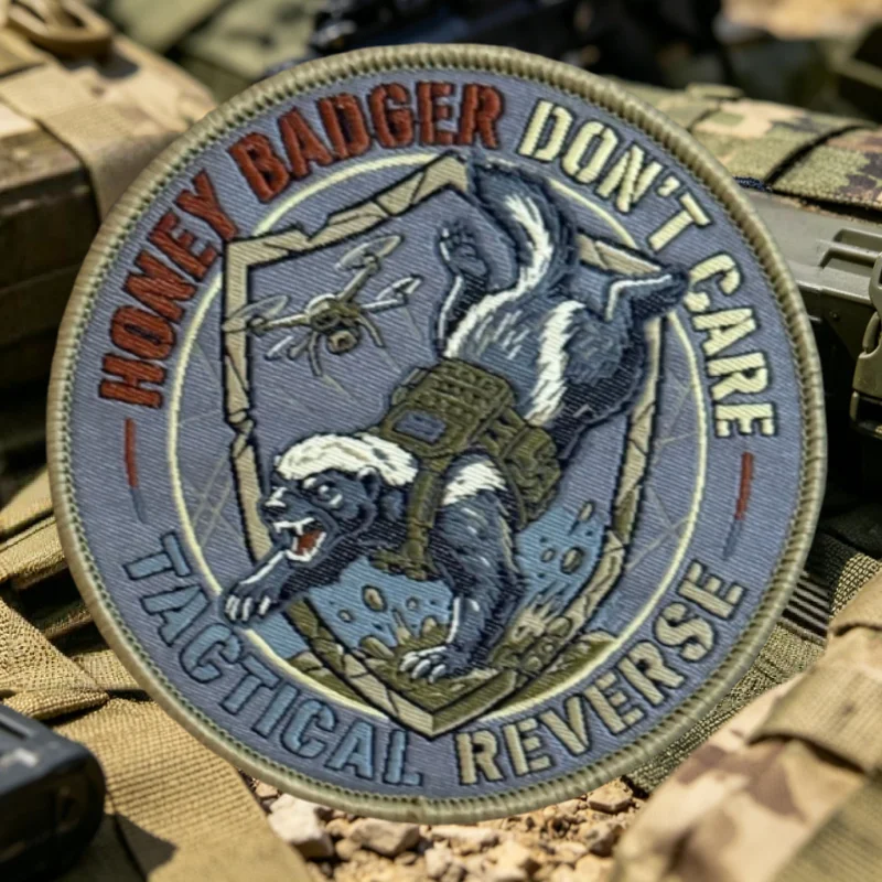 Parche táctico Honey Badger Don't Care – Gancho y bucle para mochila y ropa - imagen 3