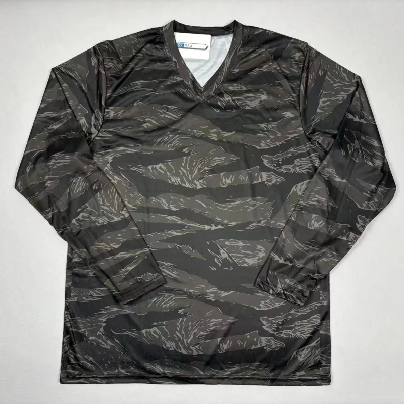 Camisa táctica de secado rápido manga larga cuello V aire libre