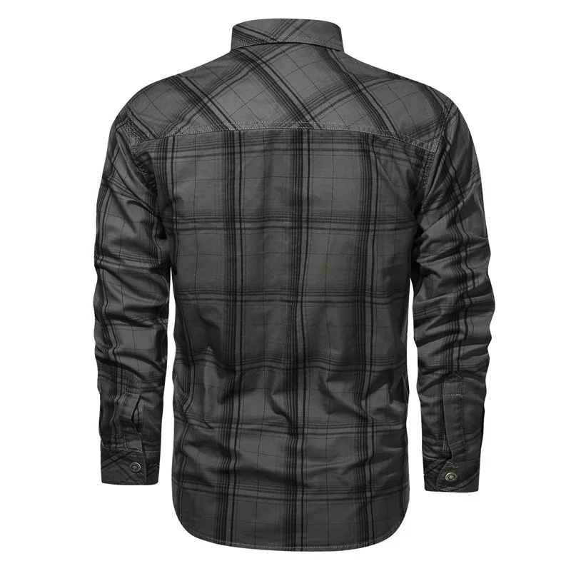Camisa de algodón a cuadros para hombre, estilo rural - imagen 4