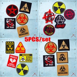 Parche bordado termoadhesivo de riesgo biológico, estilo punk