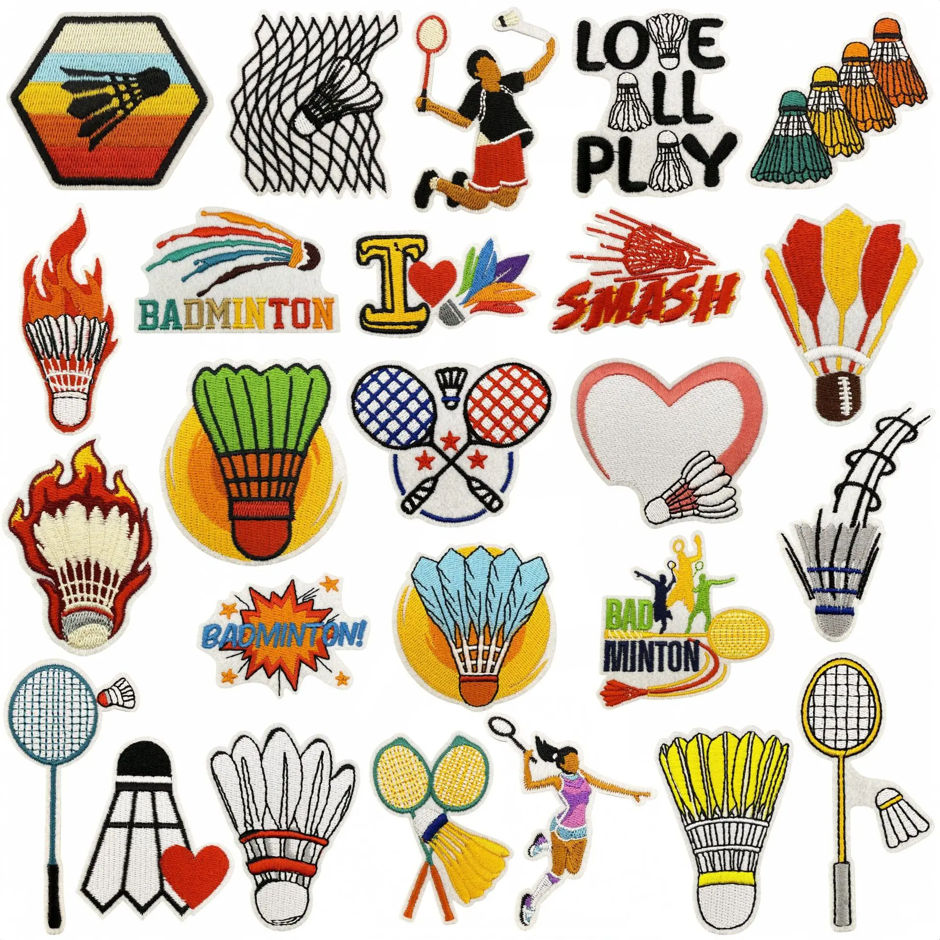 Parche bordado badminton Love adhesivo térmico colorido para ropa - imagen 4