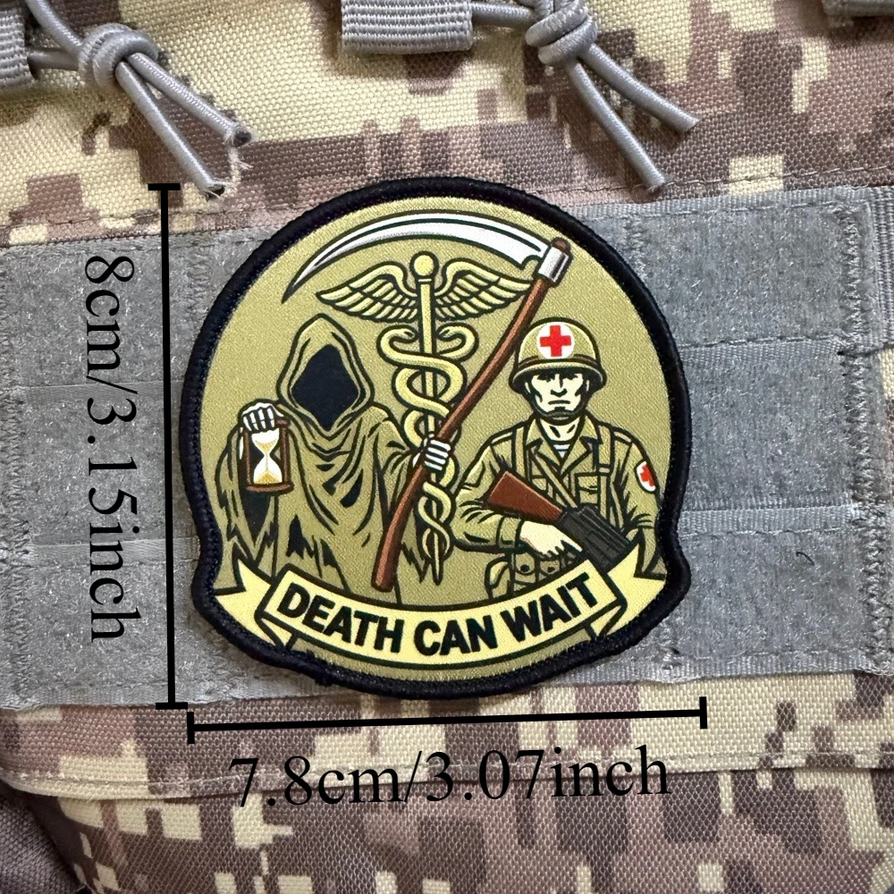 Parche táctico Death Can Wait con velcro Life Star rescate - imagen 3