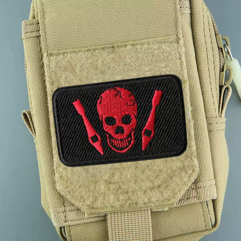 Parche táctico bordado calavera con velcro para mochila y chaleco - imagen 4