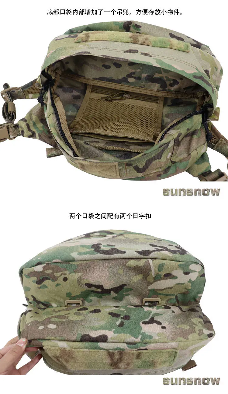 Mochila táctica con diseño de camuflaje y estructura superior