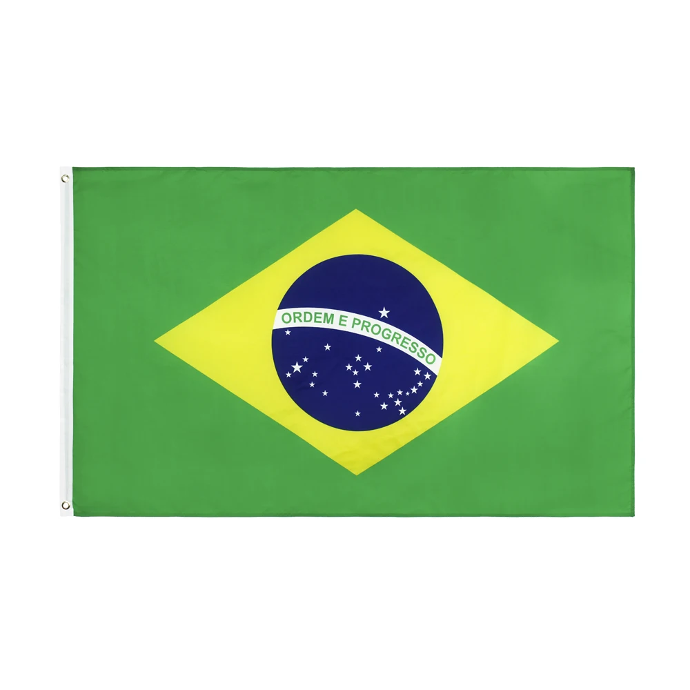 Bandera de Brasil de poliéster 90x150 cm lista para colgar