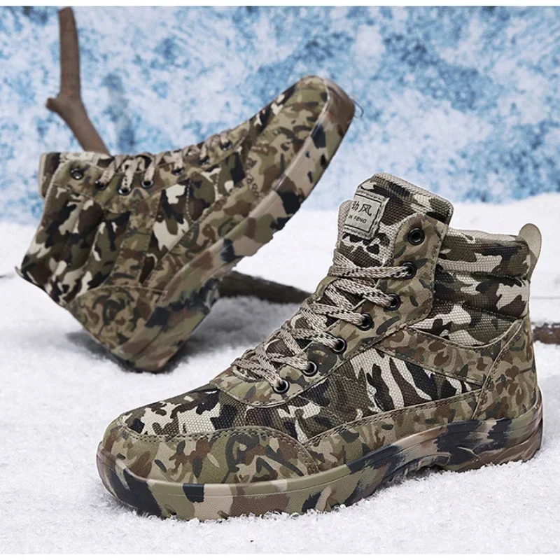 Botas tácticas de invierno antideslizantes gruesas camuflaje hombre - imagen 4