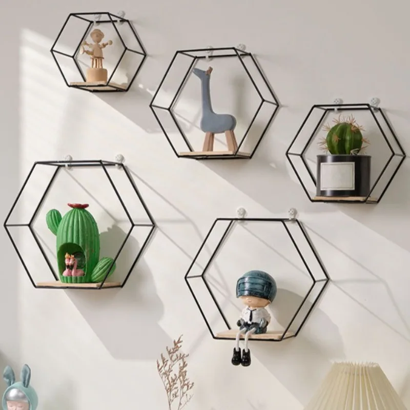 Estante colgante de pared de hierro forjado estilo nórdico