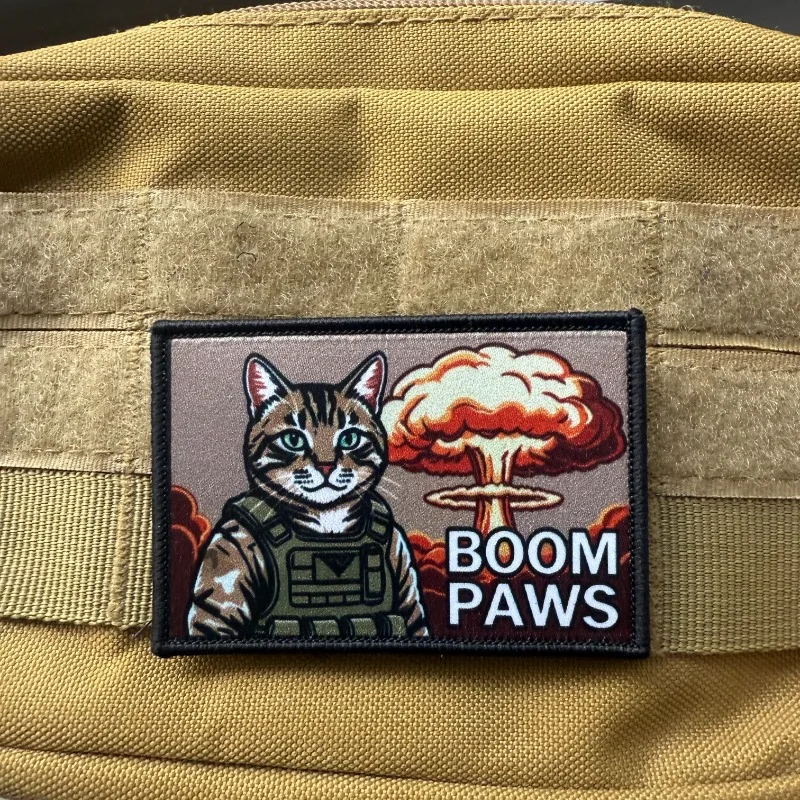 Parche táctico gato con gancho y bucle para mochila, chaleco