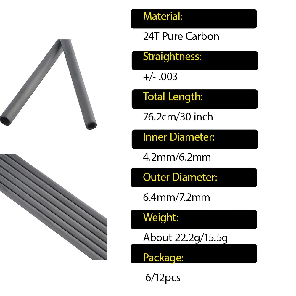 Flecha de carbono 24T para caza con arco recurvo o compuesto - imagen 3