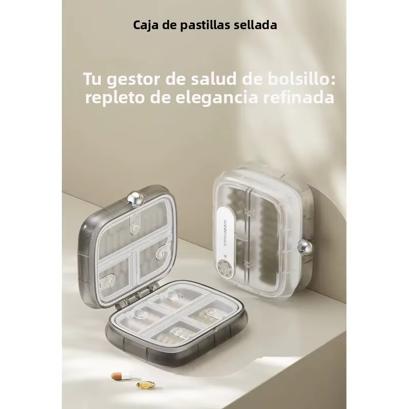 Pastillero compacto para medicamentos y vitaminas portátil