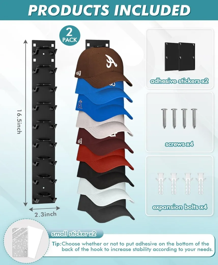 Organizador de gorras de béisbol adhesivo fuerte para puerta o armario - imagen 4
