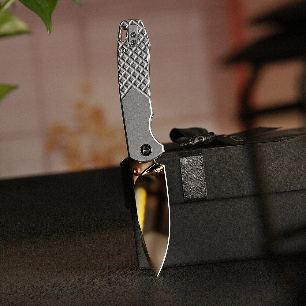 TRIVISA Dragonfly-M cuchillo plegable EDC M390 titanio espejo - imagen 5