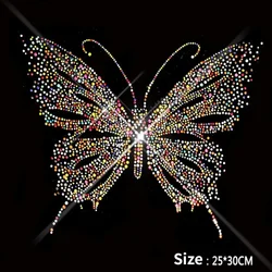 Parche termoadhesivo mariposa 3D con diamantes brillantes