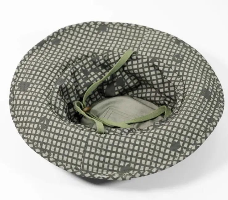 Sombrero táctico de sol con borde redondo camuflaje negro gris arena