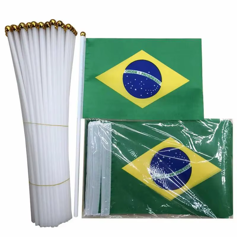 Bandera de Brasil con asta de plástico para agitar - imagen 3