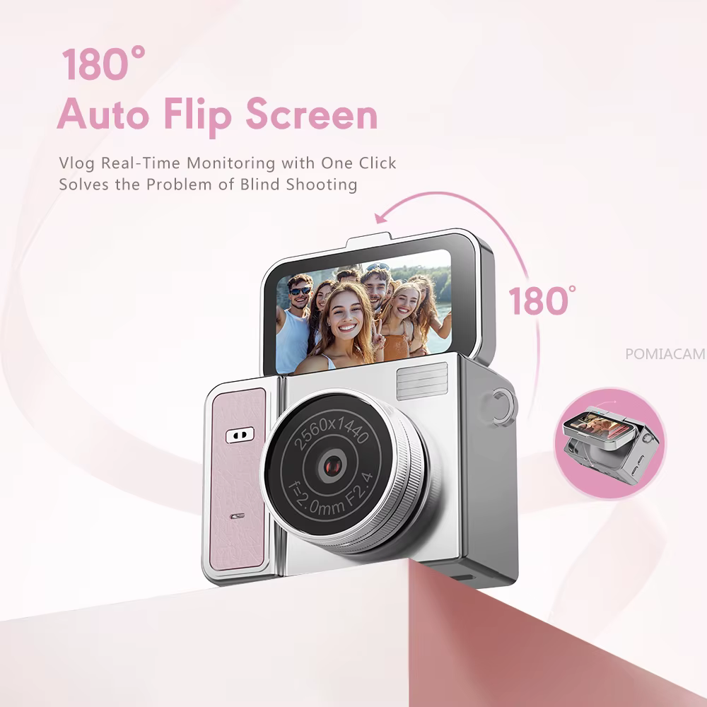 Cámara S162 vlogging con pantalla abatible y vídeo HD portátil - imagen 2