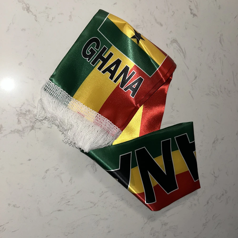 Bufanda Ghana fútbol doble cara satén con borlas - imagen 2