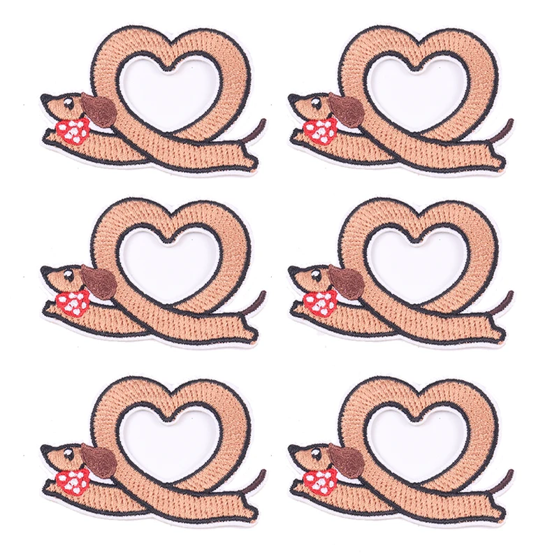 Parche termoadhesivo bordado perro salchicha con corazón – DIY - imagen 5