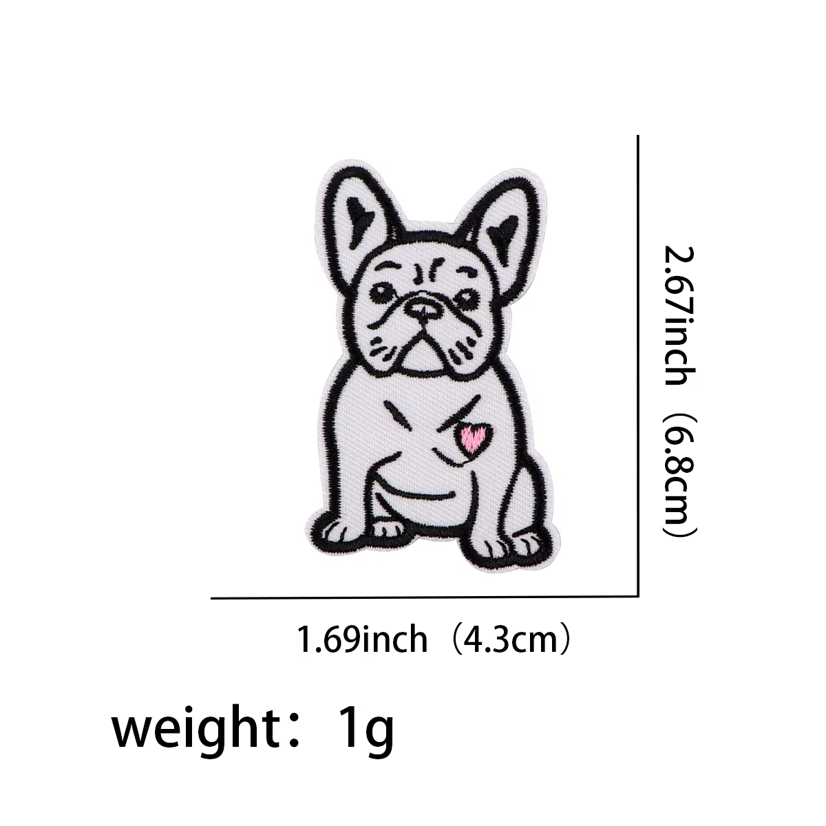 Parche de bulldog aplicado en tela vaquera