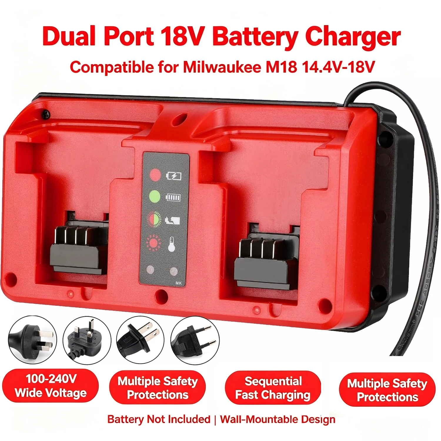 Cargador de batería Milwaukee M18 inteligente con protección