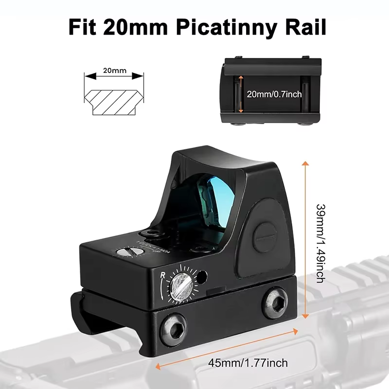 MR mira punto rojo mini compatible con riel de 20 mm para caza táctica - imagen 2